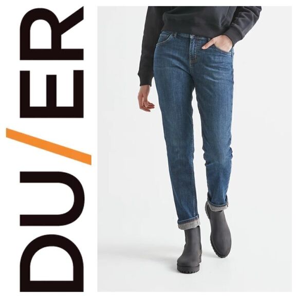 DU/ER Fireside Denim Girlfriend Jean - Lakeshore Flannel Lined - Picture 1 of 12